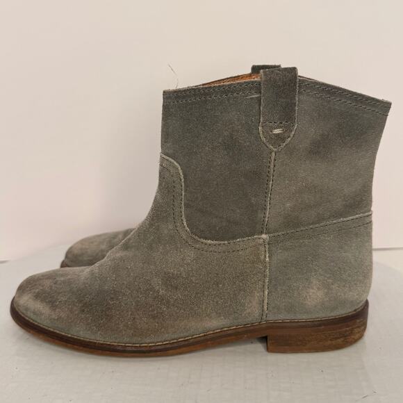 Madewell The Pull On Ankle Boot Techno Grey Suede Leather Sz 6.5 Western Boho - Picture 2 of 10